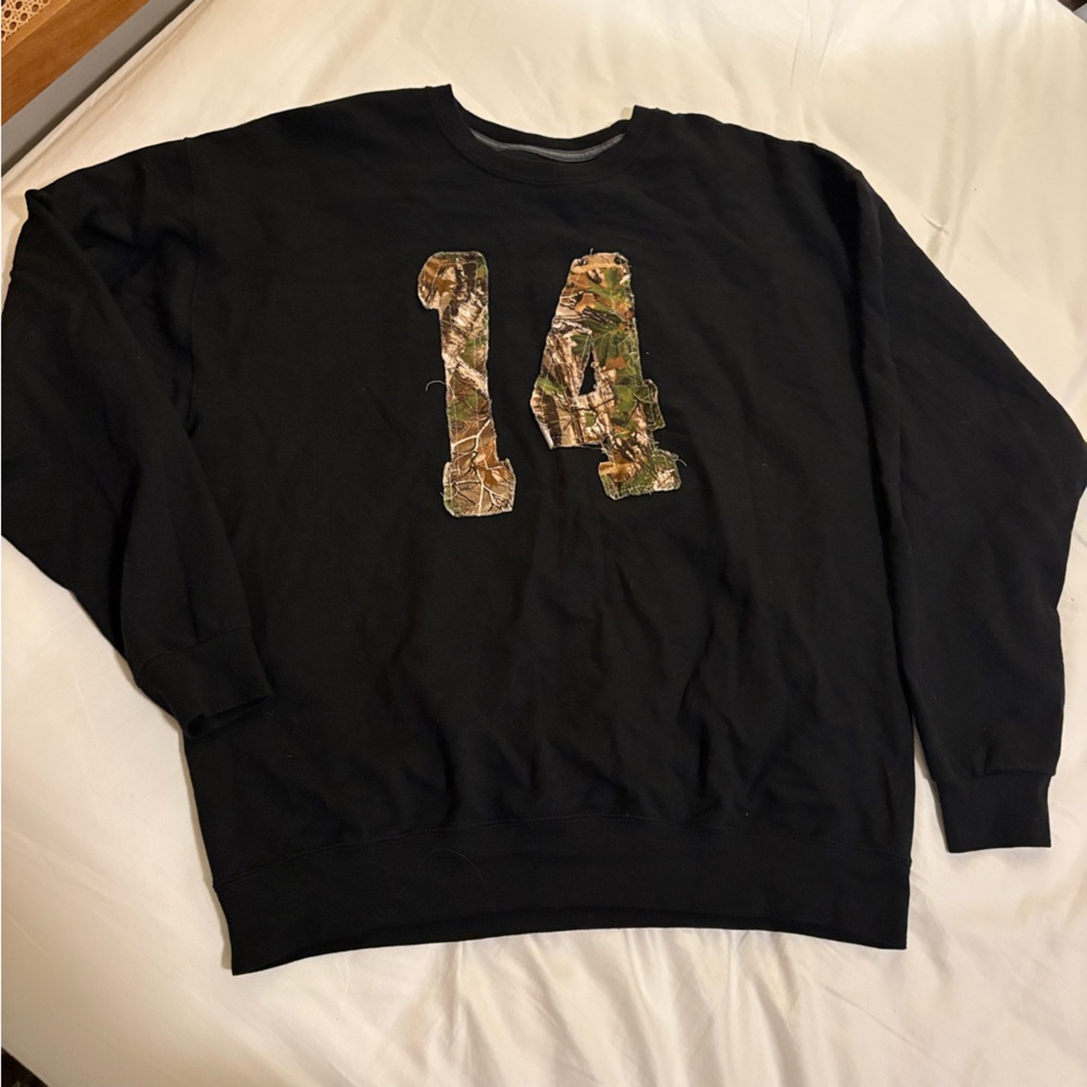 Black Sweatshirt with Camouflage Print
